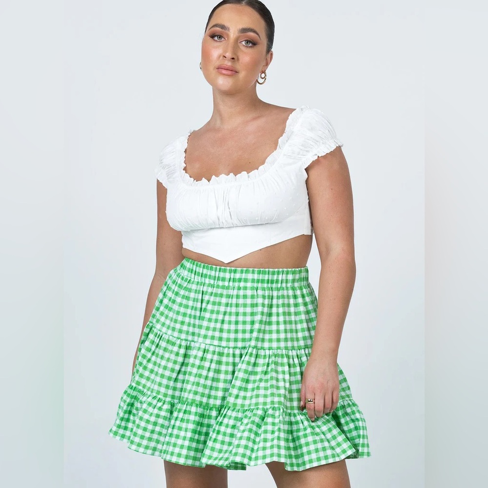 Princess Polly marlie mini Green Gingham Skirt - 6